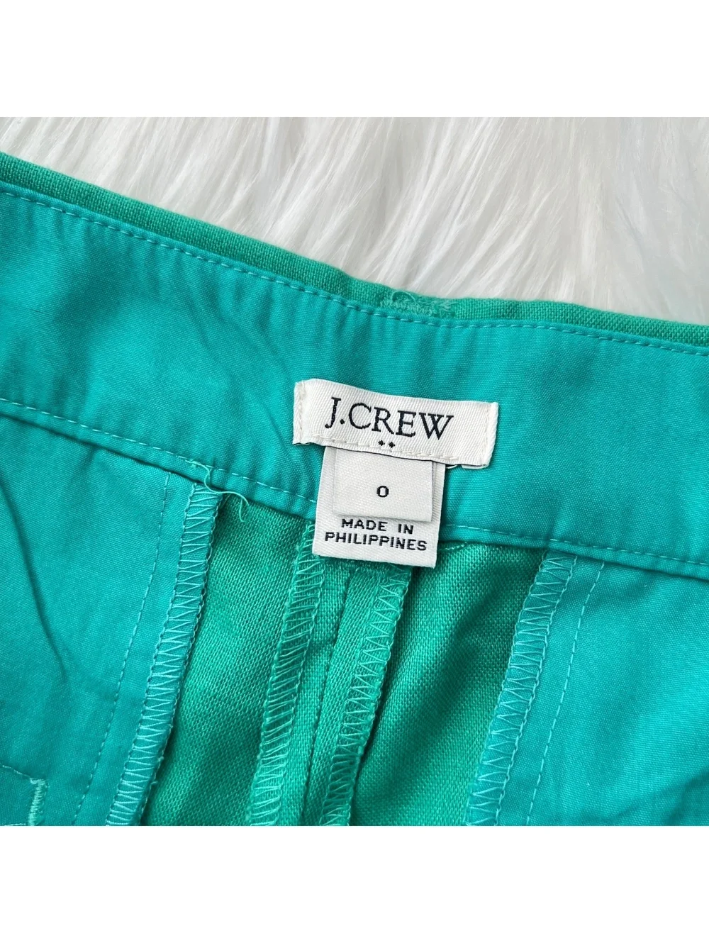 J.Crew Factory Womens 0 Green Linen Blend Scalloped Hem Shorts H5623